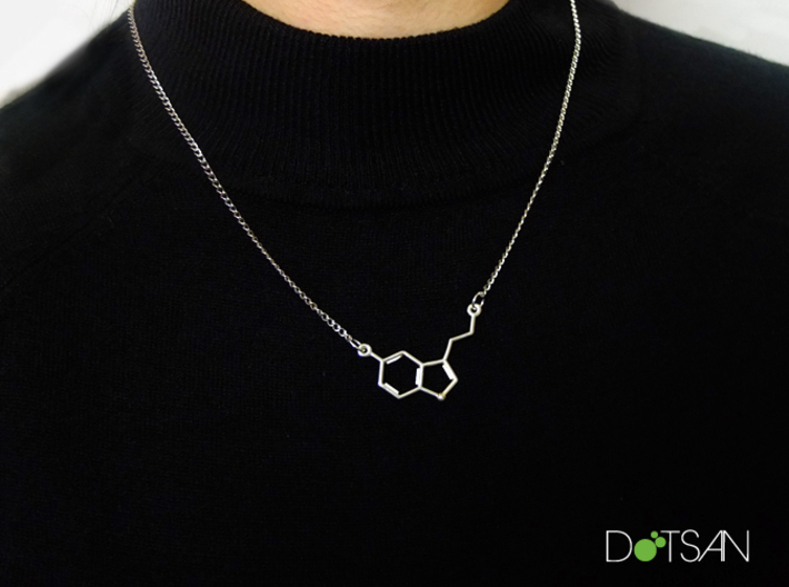 Serotonin Molecule Pendant or Earring 3d printed