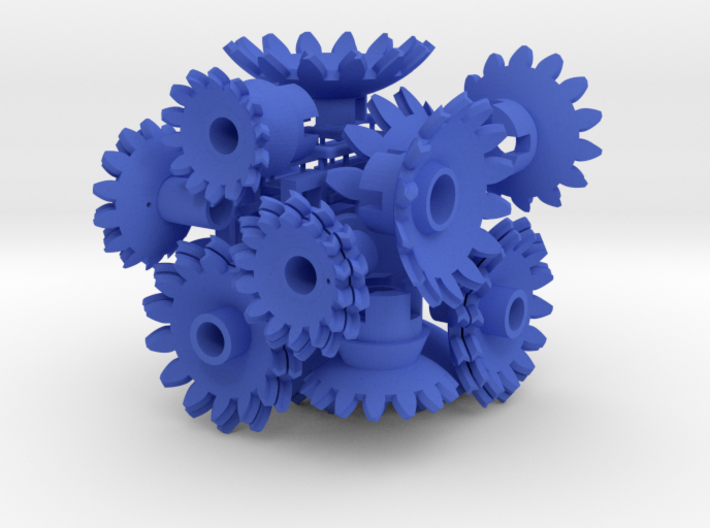 Blue Gears &amp; Tiles for the Multi-Gear Cube Kit 3d printed