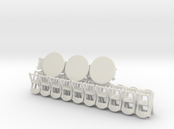 HO Scale 20 Folding Chairs and 6 Round Tables 3d printed