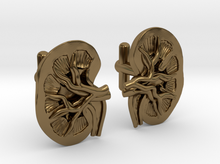 Anatomical Kidney Cufflinks 3d printed