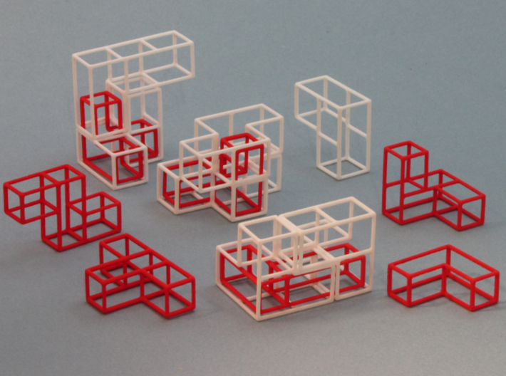 "SOMA's Revenge" - Outer Parts Only 3d printed Cube Example 1 - Exploded view