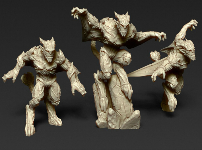 Gargoyles - Complete Set - 3 Miniatures 28/30mm Sc 3d printed