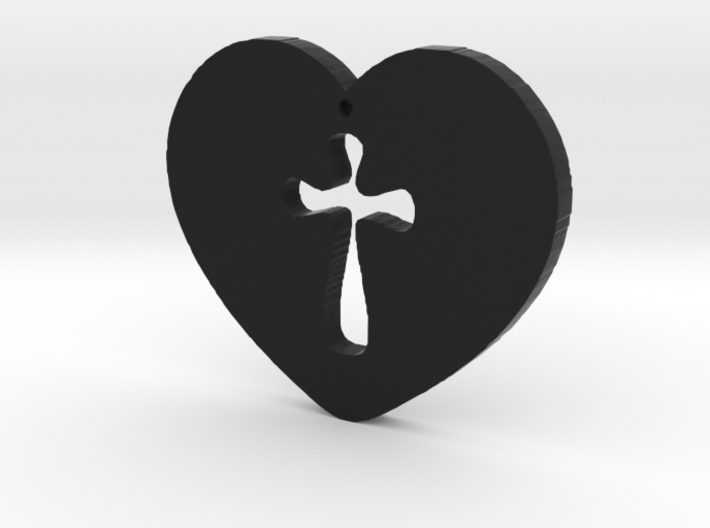 Cross Heart Pendant 3d printed