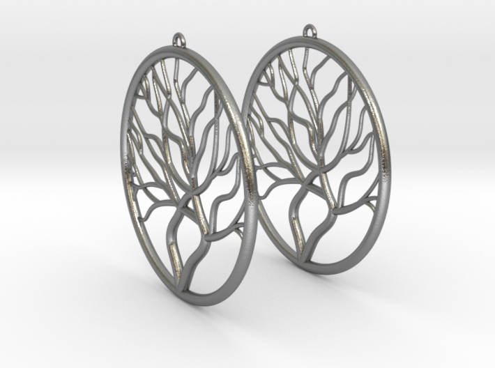 Tree Big Hoop Earrings 60mm 3d printed