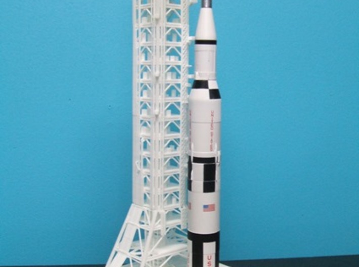 1/400 NASA LUT levels 0-2 (Launch Umbilical Tower) 3d printed A customers unfinished model with Saturn V & MLP (the MLP is for the1B).