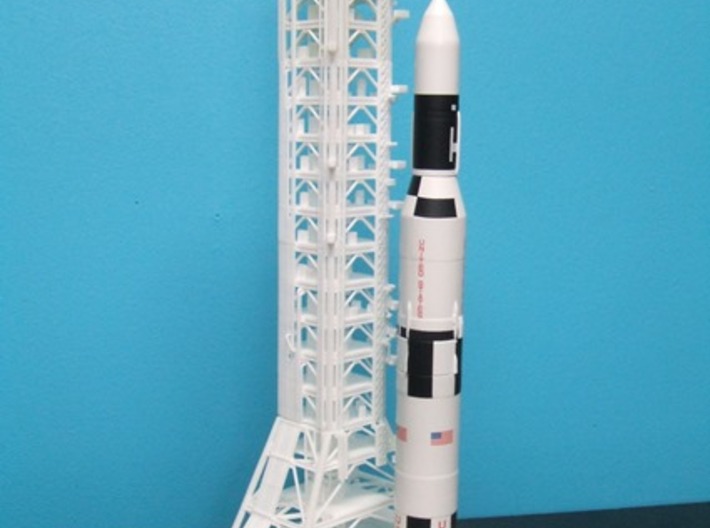 1/400 NASA LUT levels 3-7 (Launch Umbilical Tower) 3d printed A customers unfinished model with Saturn V Skylab & MLP.