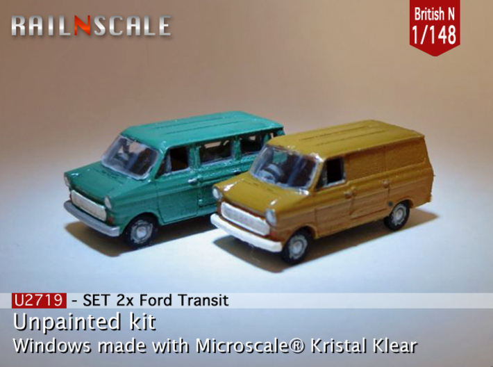 SET 2x Ford Transit (British N 1:148) 3d printed 