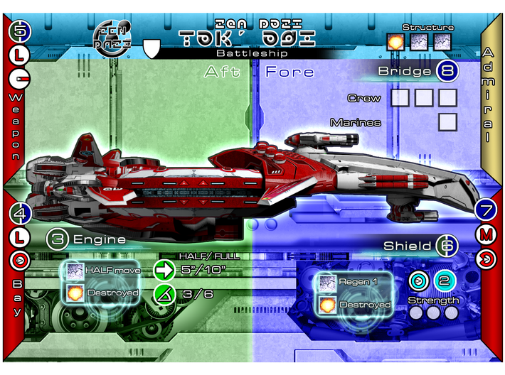 Zen Dazi Tak'agi Class Battleship 3d printed War Game Card