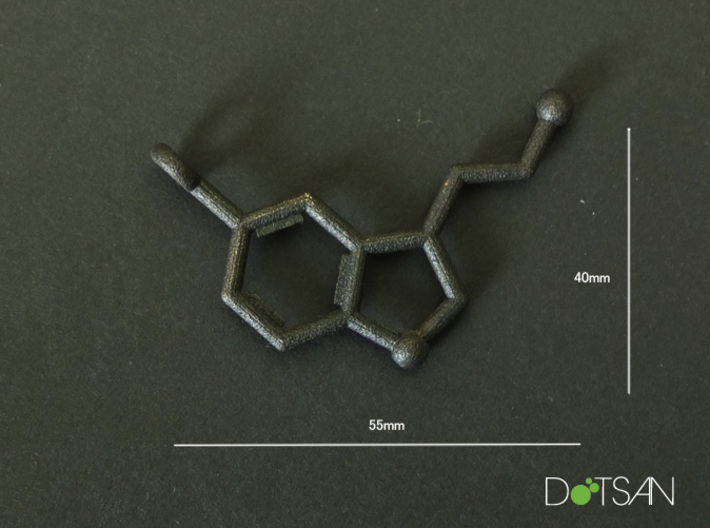 Serotonin Key chain Matte Black and Gold Steel 3d printed 