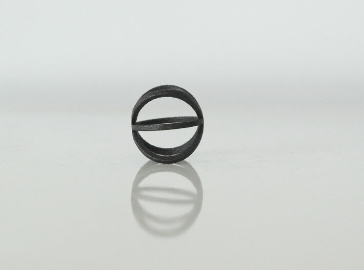 atom ring - size 5 - steel 3d printed 