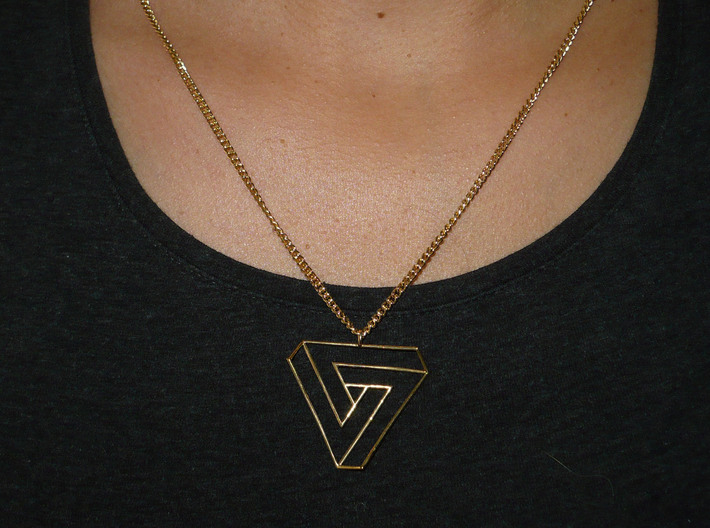 Impossible triangle pendant with a twist 3d printed 