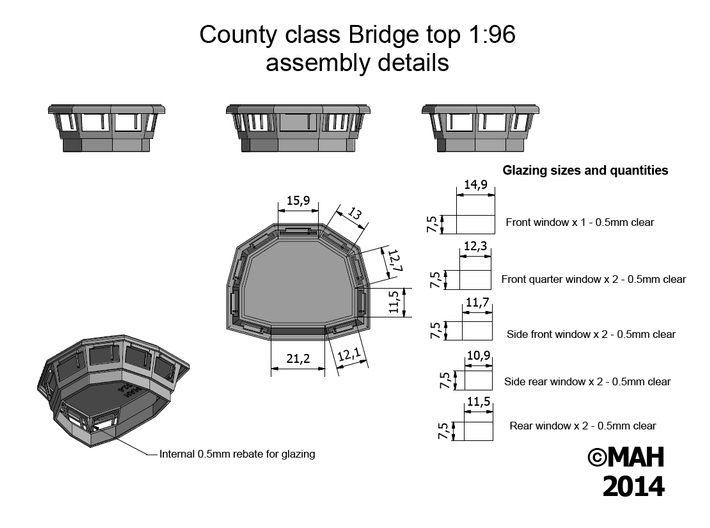 County Bridge top 1/96 3d printed