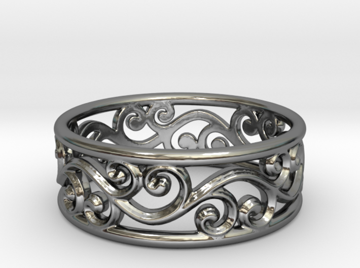 Hollow swirls ring size 7 3d printed