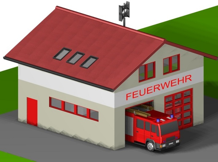 kleine Feuerwache/ little fire station (Z,1:220) 3d printed