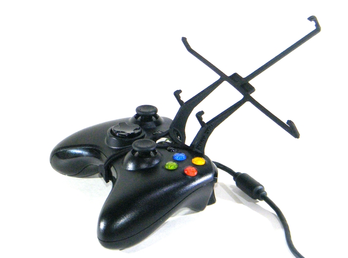 Controller mount for Xbox 360 & Sony Xperia Z2 Tab 3d printed Without phone - A Nexus 7 and a black Xbox 360 controller