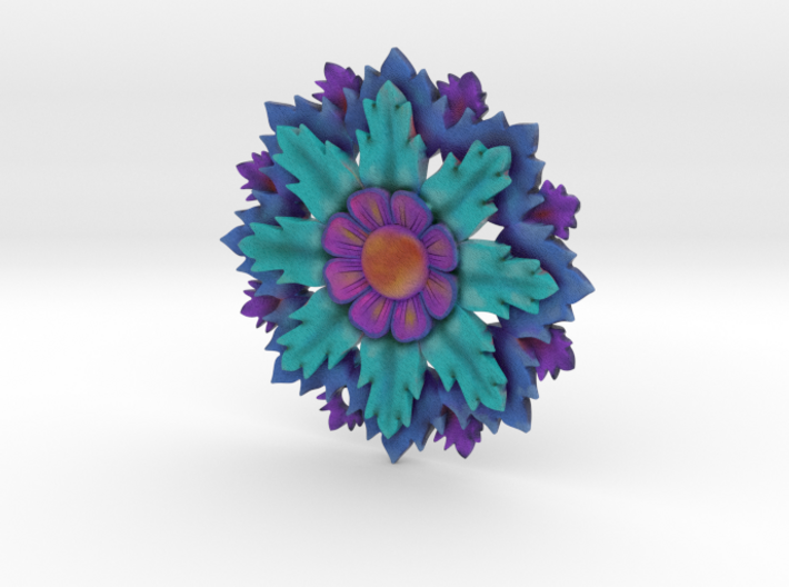Full Color Flower Pendant With Hole 3d printed 