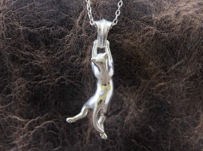 Cat Pendant 3d printed This material is Polished Silver
