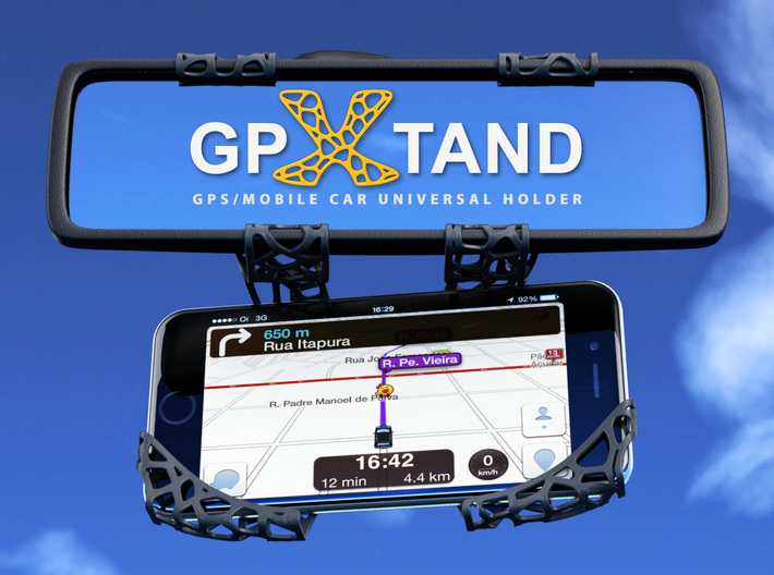 GPXtand - Universal Mobile and GPS Car Holder 3d printed GPXtand with iPhone 6 plus - WITH OR WITHOUT CASE!