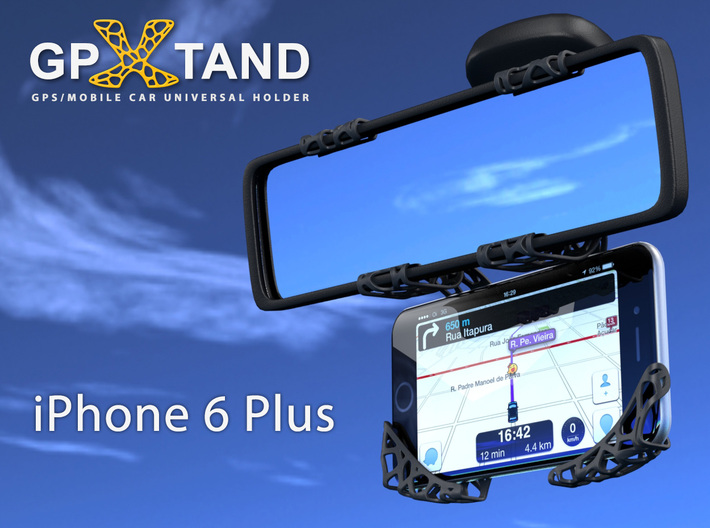 GPXtand - Universal Mobile and GPS Car Holder 3d printed GPXtand with iPhone 6 plus - WITH OR WITHOUT CASE!