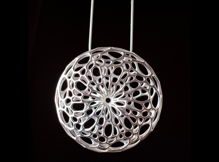 Cellular Pendant 3d printed in Silver Glossy
