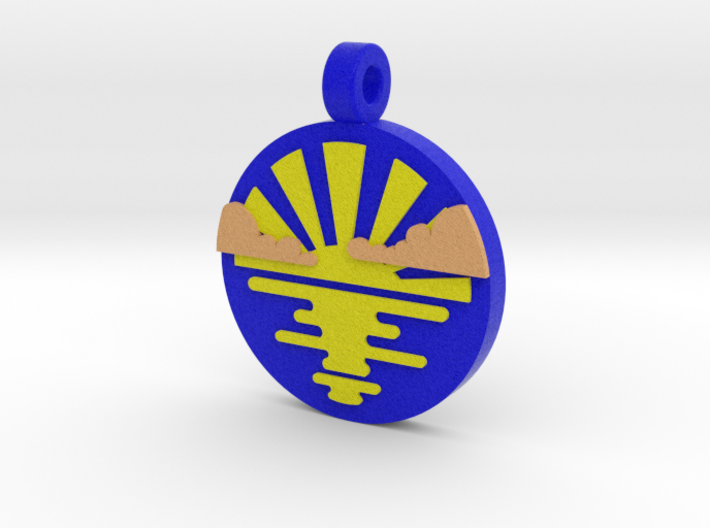 'Sunrise and Morning Clouds' Pendant in Sandstone 3d printed 