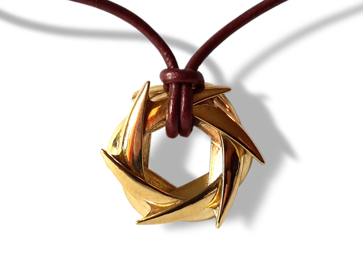 COROLLA pendant (cm 3) 3d printed Polished Brass