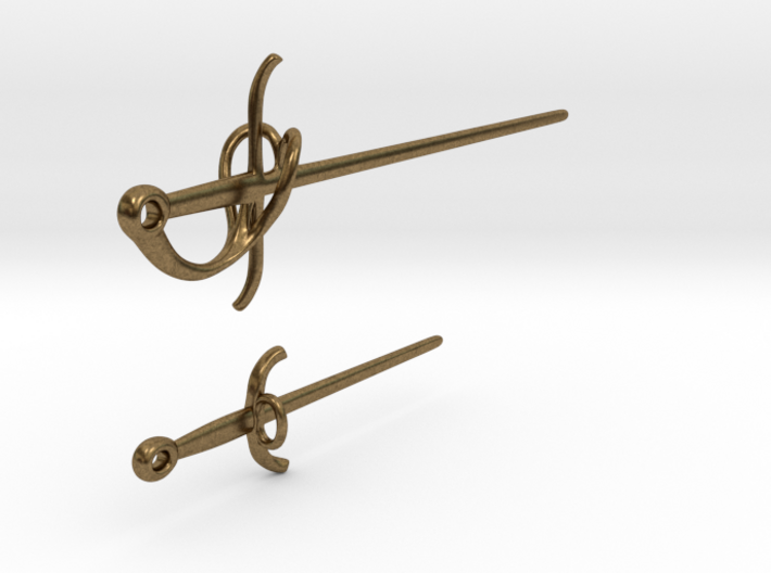 Rapier and Dagger (17th C. sword) earrings 3d printed 