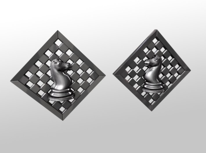 Chess Earrings - Knight 3d printed 