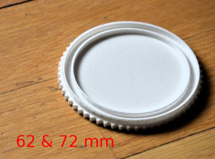 Double threaded lens cap: 72 and 62 mm 3d printed