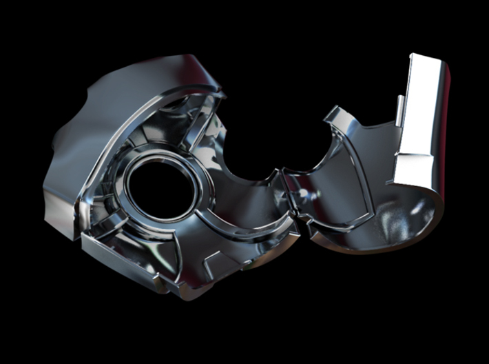 Metal Iron Man Left Palm Armor (Size Medium) 3d printed CG render (Open)