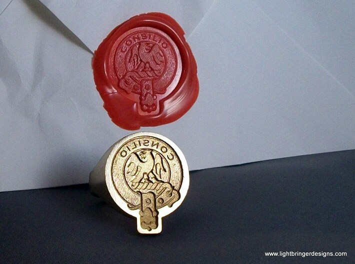 Custom Signet Ring 3d printed Scottish Crest badge custom signet ring. This is an example of a &quot;function&quot; ring, reversed for sealing.