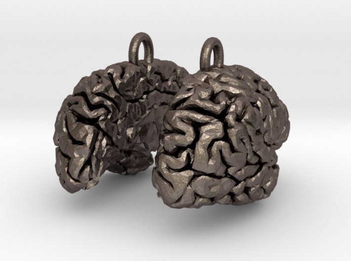 Brain Earrings (Two Hemispheres) 3d printed 