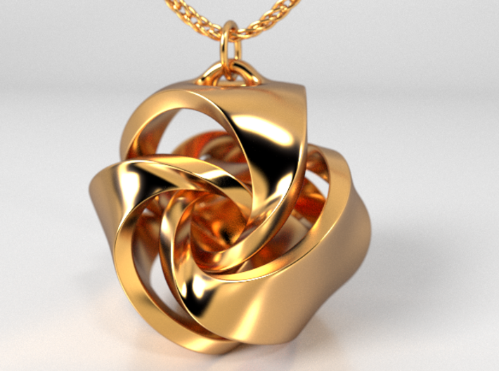Rose Ball Pendant With Bail 20mm 3d printed Gold Plated Brass