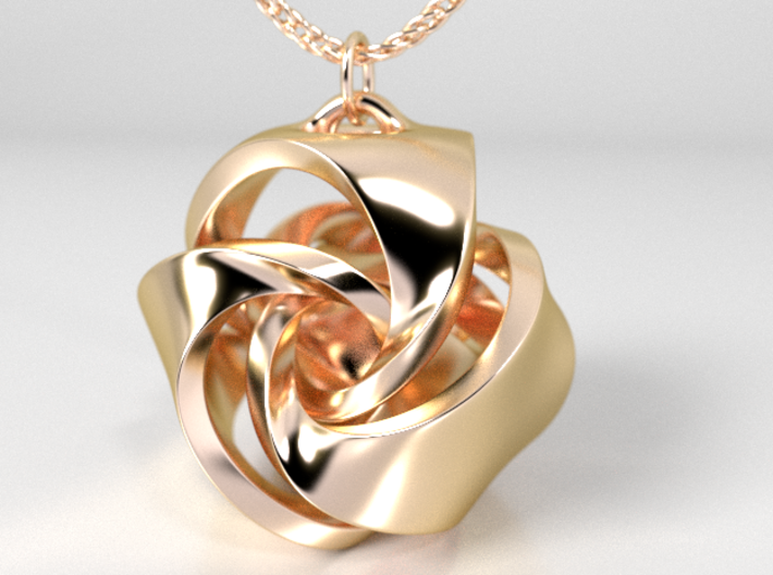 Rose Ball Earring / Pendant With Bail 15mm 3d printed 14K Gold