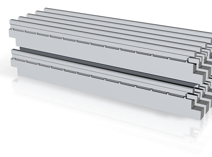 HO Center Rails for Prysmoidial Railroad Track 3d printed