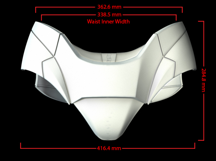 Iron Man Pelvis Armor, Back Left (Part 5 of 5) 3d printed CG Render (Front Measurements)