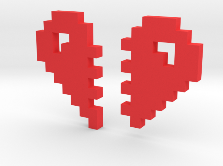 2 Halfs of an 8 Bit Heart (Pixel Heart) 3d printed