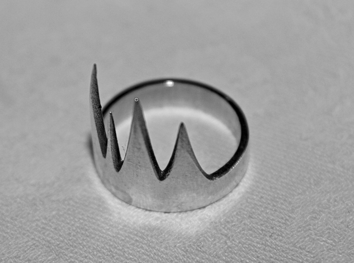 Thrombos Ring 3d printed 'Raw Silver' hand-polished