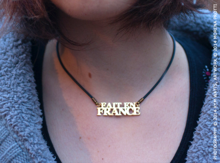 Fait en FRANCE Pendant 3d printed Raw Brass, chain not included