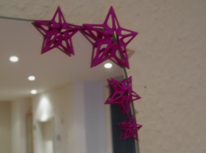 Stars - Mirror Decoration 3d printed Purple Star mirror decoration on a slightly curved mirror