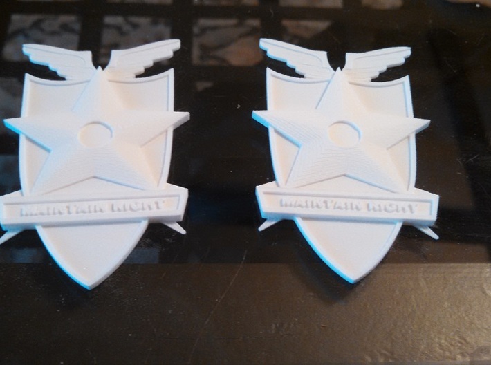 Main Force Patrol Badge (from the first Mad Max) 3d printed them.