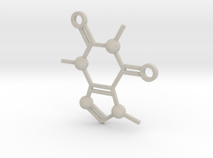 Cafeine molecule Pendant 3d printed