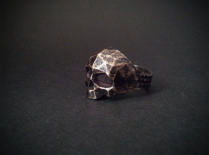 Polygonal Skull Ring  3d printed On the real picture surface was hand polished to highlight the edges