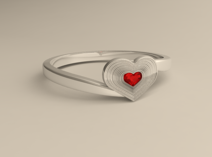 Heart of ruby ring 3d printed 