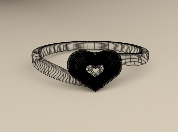 Heart of ruby ring 3d printed wireframe
