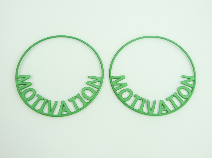 Custom Hoop Earrings - Motivation 60mm 3d printed Custom Hoop Earrings with text Motivation and on 60mm size.