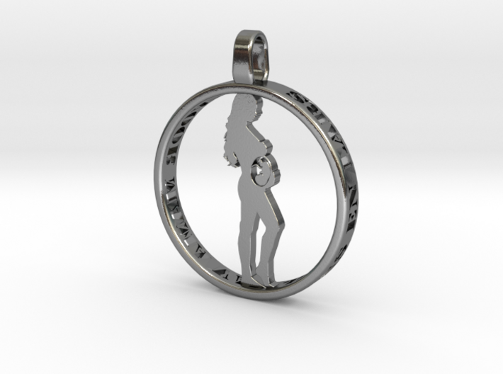 pregnant woman round pendant with your own text 3d printed pregnant woman round pendant with your own text