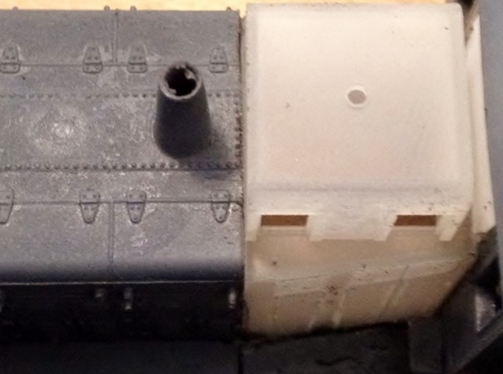 HO-Scale UP TR-5 Dynamic Brake Box 3d printed Where to cut the Athearn shell.
Model & Photo by Jeff Davis.