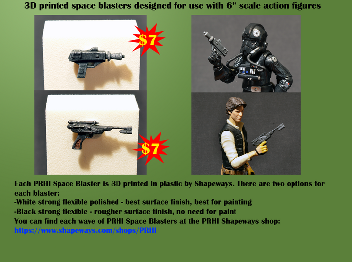 PRHI Star Wars Black Pilot Pistol 6" 3d printed 