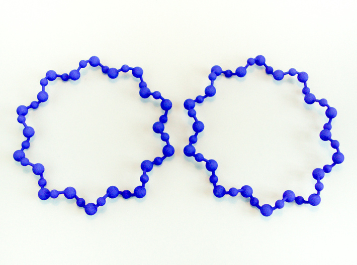 Molecule Big Hoop Earrings 60mm 3d printed Molecule Big Hoop Earrings 60mm printed in Blue Strong &amp; Flexible Polished.